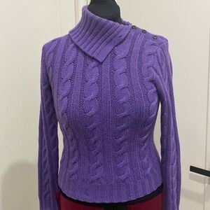 Ralph Lauren Wool & Cashmere Cable-knit Chunky Purple Sweater |Size Medium